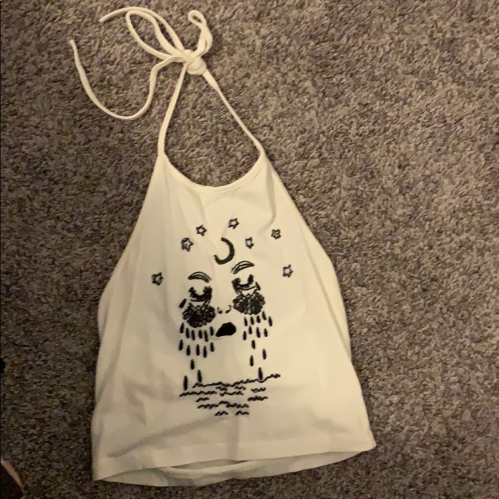 white halter crop top